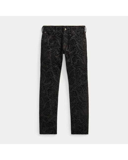 Ralph Lauren Schwarze Beflockte High-Slim-Fit Jeans in Black für Herren