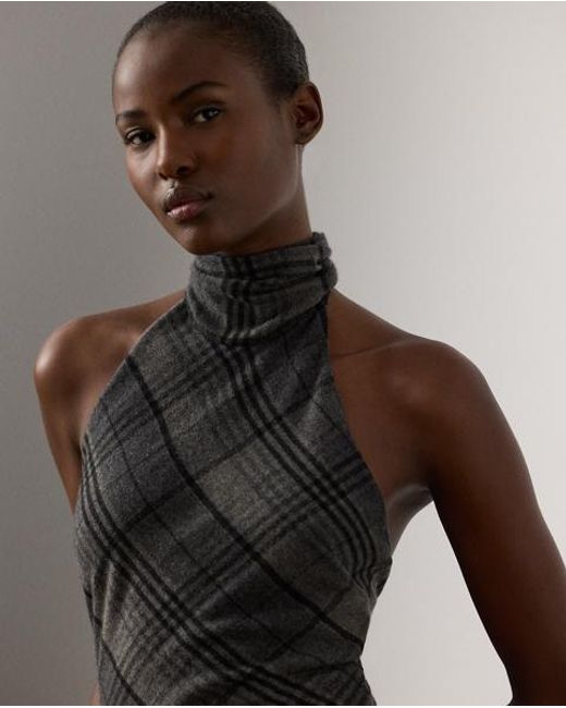 Ralph Lauren Chilton Geruite Wollen Top in het Gray