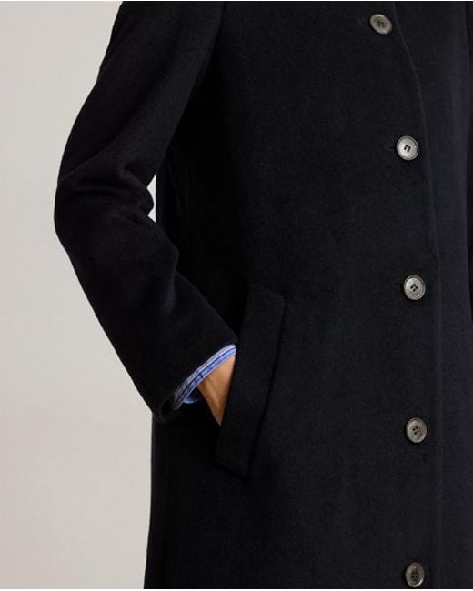 Ralph Lauren Blue Mantel Aus Wollmischung Mit Tunnelkragen