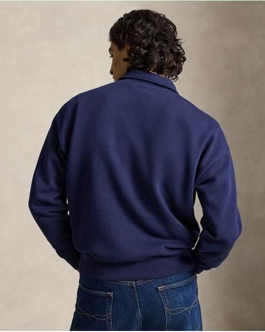 Polo Ralph Lauren Blue Relaxed Fit Logo Collared Sweatshirt for men