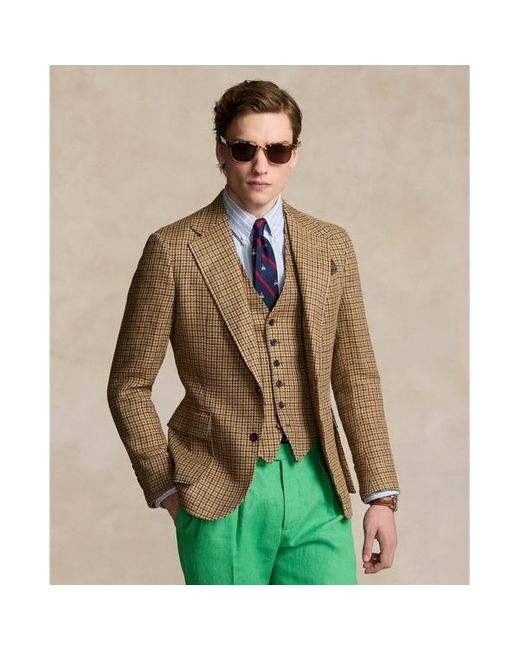 Polo Ralph Lauren Brown The Rl67 Checked Linen-silk Jacket for men