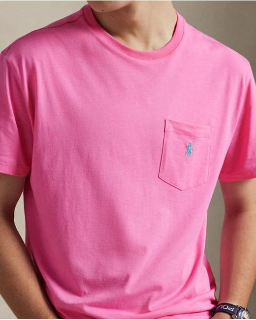 Polo Ralph Lauren Pink Custom Slim Fit Jersey Crewneck T-Shirt for men