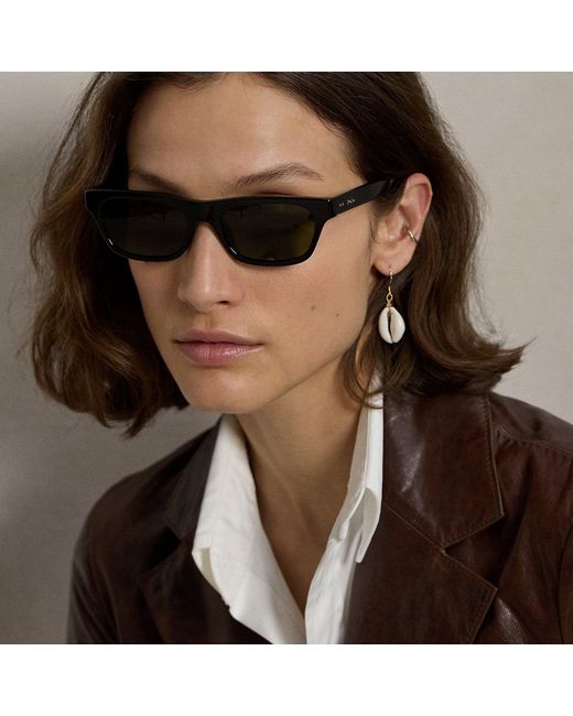 Polo Ralph Lauren Black Polo Rectangle Sunglasses