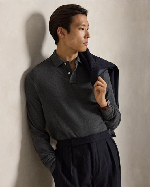 Polo Ralph Lauren Gray Custom Slim Long-sleeve Polo for men