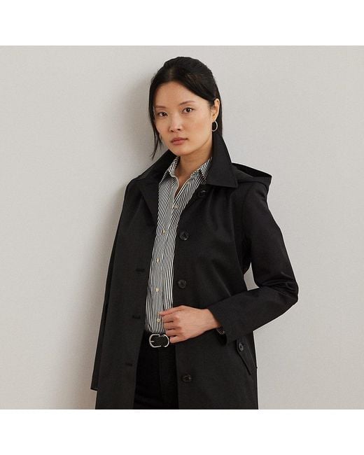Ralph Lauren Black Balmacaan-Mantel mit Kapuze