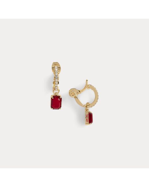 Ralph Lauren White Pavé-Plated Stone Clip-On Huggies