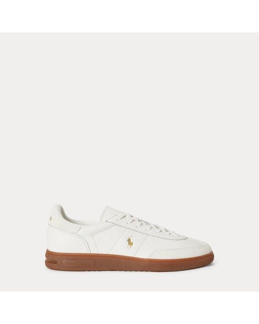 Polo Ralph Lauren White Bedford Leather-Suede Trainers for men