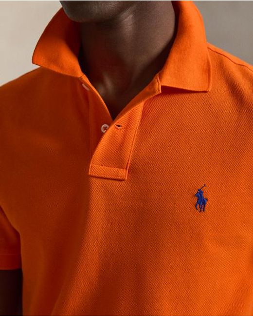 Polo Ralph Lauren Red Slim Fit Mesh Polo Shirt for men