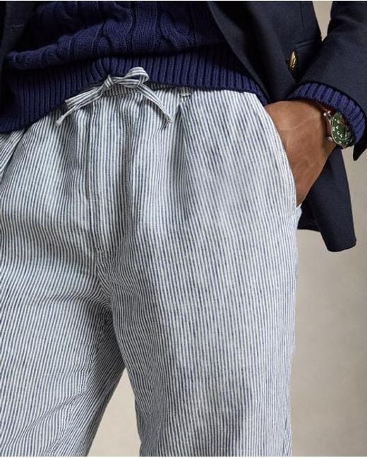 Polo Ralph Lauren Gray Lateef Slim Tapered Fit Linen Trouser for men