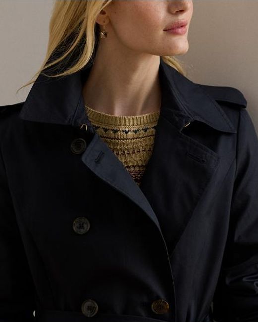 Ralph Lauren Black Zweireihiger Trenchcoat Mit Gürtel