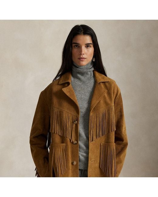 Polo Ralph Lauren Brown Fringe Suede Western Jacket