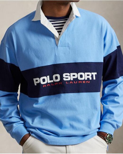 Polo Ralph Lauren Blue Big Fit Polo Sport Rugby Shirt for men