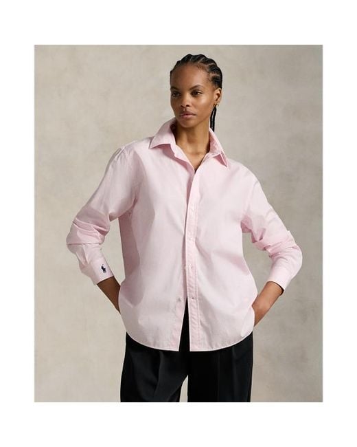 Ralph Lauren Pink End-On-End Oversize Fit Cotton Shirt