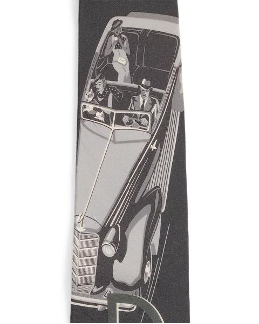 Ralph Lauren Gray Ralph Lauren Automobile-Print Cashmere-Silk Tie for men