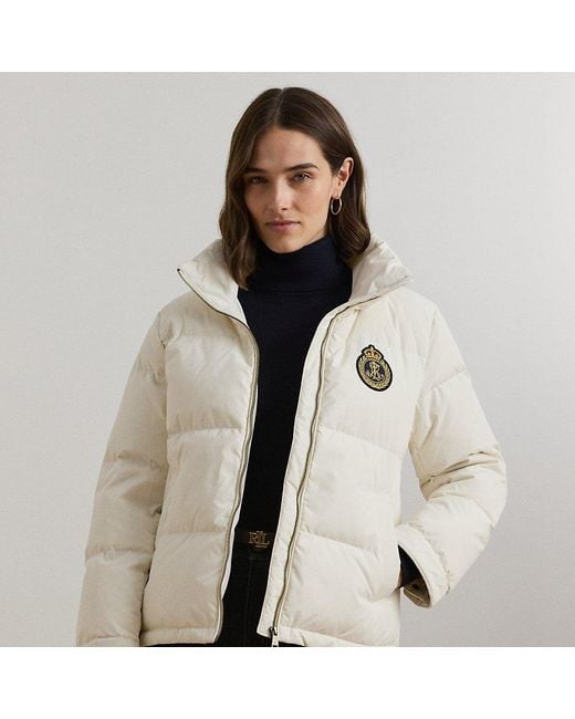 Ralph Lauren Black Crest-patch Funnelneck Down Coat