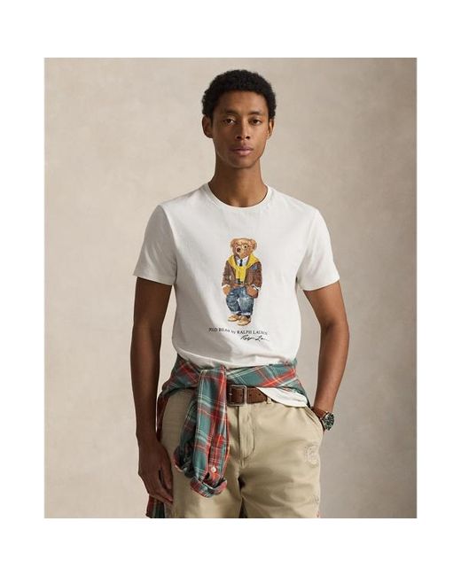 Maglietta Polo Bear Custom Slim-Fit di Polo Ralph Lauren in White da Uomo