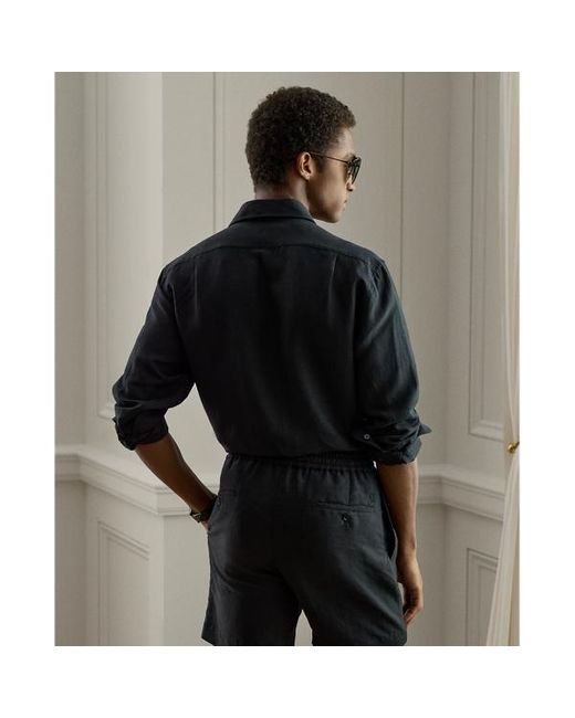 Camicia in seta e lino di Ralph Lauren in Black da Uomo