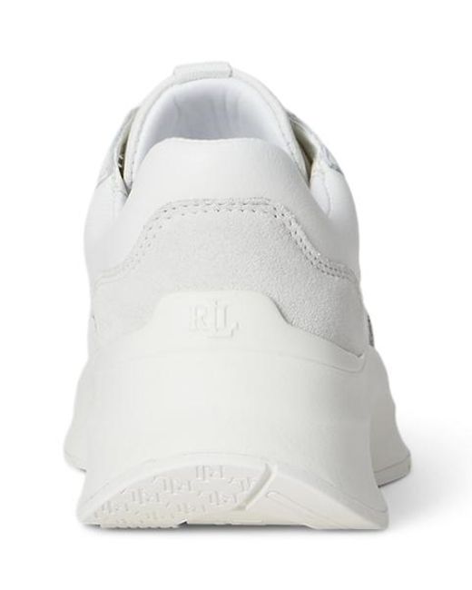 Ralph Lauren Franky Sneaker Van Leer En Suède in het White