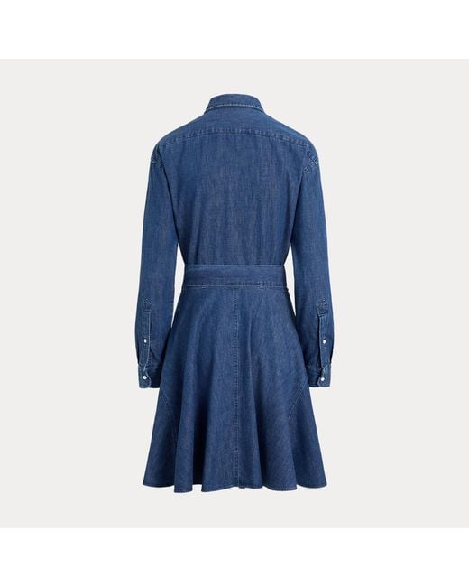 Polo Ralph Lauren Blue Belted A-Line Chambray Shirtdress