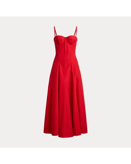 Vestido Marigot De Popelina De Algodón Ralph Lauren de color Red