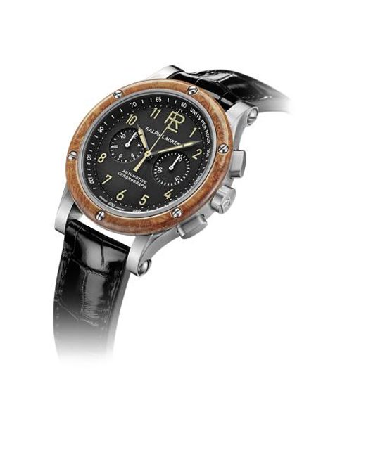 Ralph Lauren Multicolor 42 Mm Chronograph Steel Wood Bezel for men