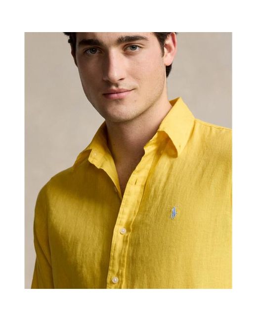 Polo Ralph Lauren Yellow Slim Fit Linen Shirt for men