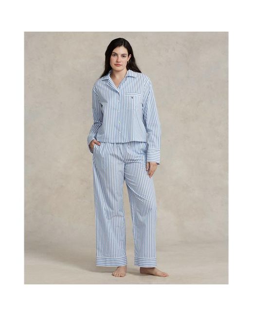 Ralph Lauren Poplin Pyjamaset Lange Mouw in het Blue