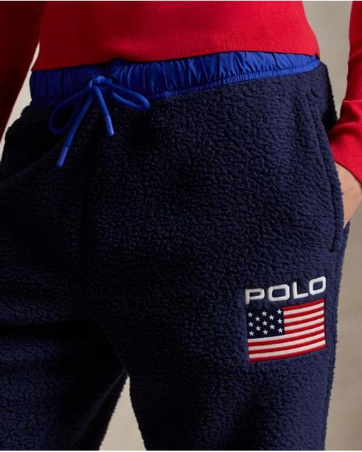 Polo Ralph Lauren Blue Flag Fleece Tracksuit Bottoms for men