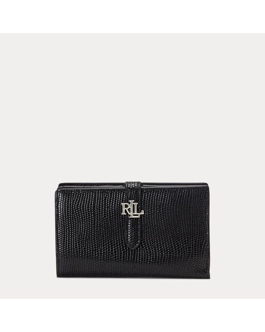 Lauren by Ralph Lauren Black Lizard-embossed Leather Wallet
