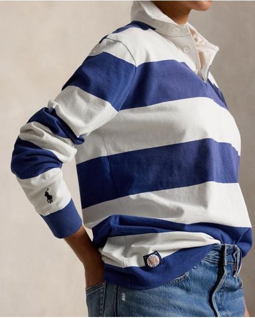 Polo Ralph Lauren Blue Polo Ralph Lauren Lauren Yankees Rugby Shirt for men