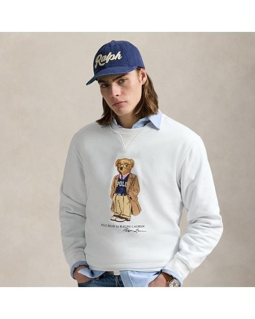Polo Ralph Lauren White Polo Bear Fleece Pullover for men
