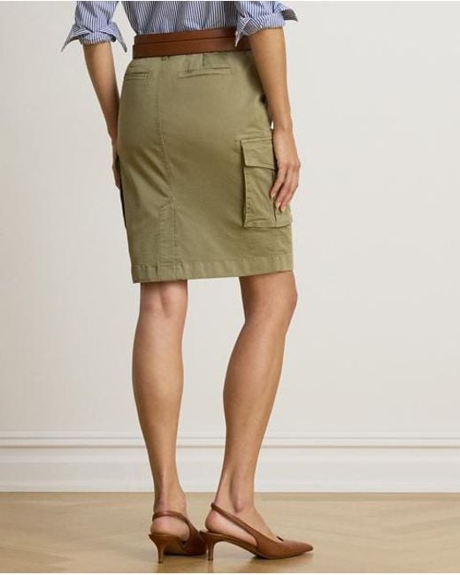 Ralph Lauren Green Stretch Chino Cargo Pencil Skirt