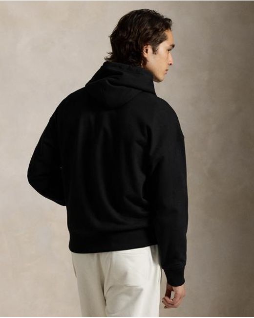 Polo Ralph Lauren Black Relaxed Fit Logo Fleece Hoodie for men