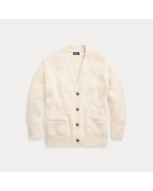 Cardigan in lana Donegal con scollo a V di Polo Ralph Lauren in Natural