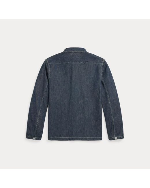RRL Blue Denim Overshirt for men