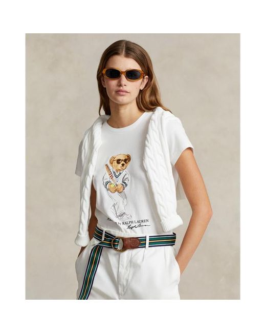 Polo Ralph Lauren White T-Shirt Wimbledon mit Polo Bear
