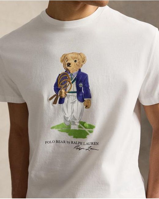 Polo Ralph Lauren White Wimbledon Classic Fit Polo Bear T-Shirt for men