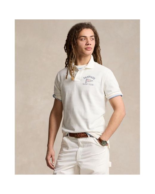 Ralph Lauren White Classic Fit Nautical Mesh Polo Shirt for men