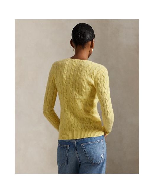 Girocollo in lana e cashmere a trecce di Polo Ralph Lauren in Yellow
