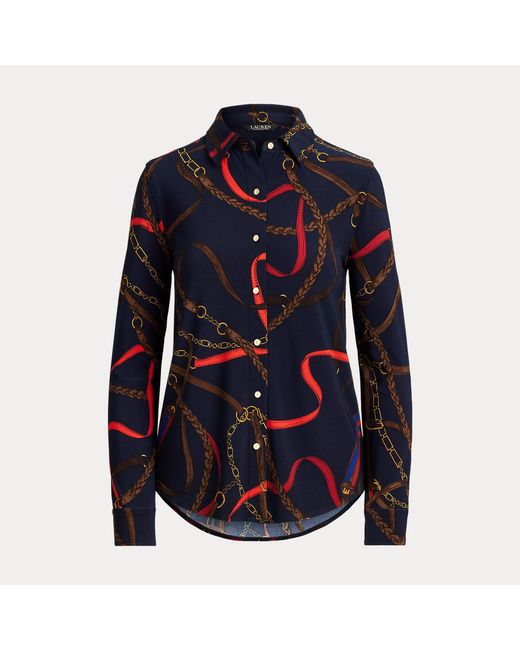 Ralph Lauren Blue Slim Fit Belting-Print Jersey Shirt