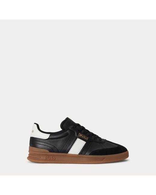 Polo Ralph Lauren Black Heritage Aera Suede Trainer