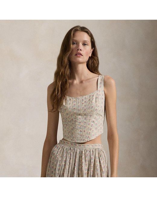 Ralph Lauren Natural Floral Cotton Corset Top