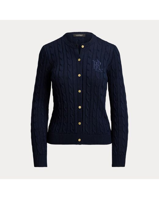 Ralph Lauren Blue Cable-Knit Cotton-Blend Cardigan