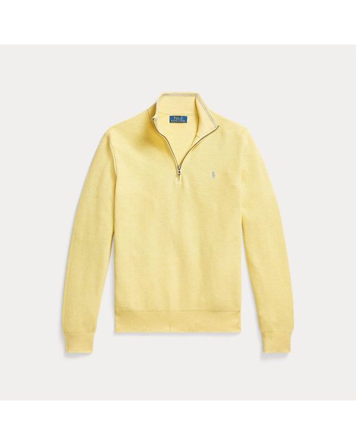Polo Ralph Lauren Yellow Mesh-Knit Cotton Quarter-Zip Jumper for men