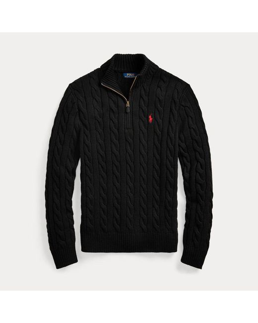Ralph lauren black cable knit sweater deals