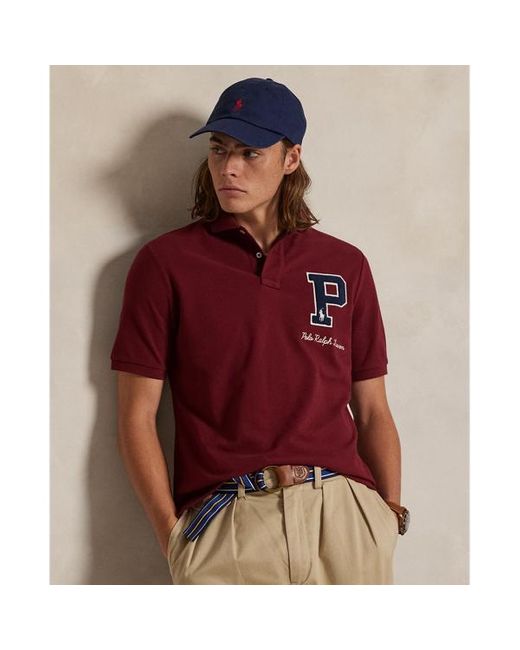 Polo Letterman in piqué Classic-Fit di Polo Ralph Lauren in Red da Uomo
