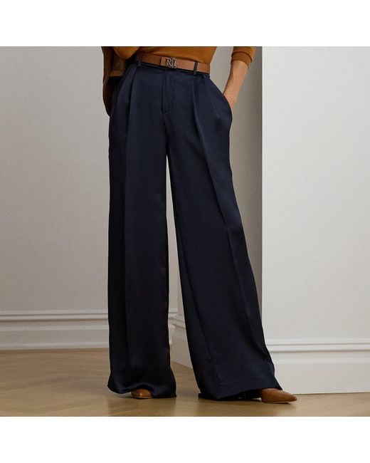 Ralph Lauren Blue Ralph Lauren Pleated Satin Charmeuse Wide-Leg Pant