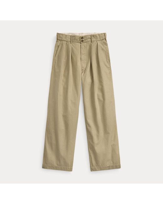 RRL Natural Hawkes Wide-Leg Pleated Slub Cotton-Twill Chinos for men