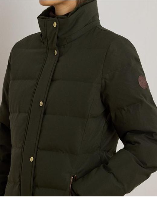 Ralph Lauren Green Faux Fur-Trim Hooded Down Coat