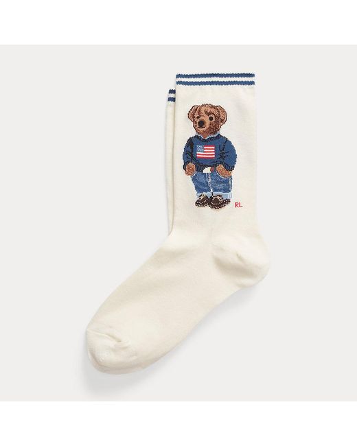 Polo Ralph Lauren White Polo Bear Crew Socks